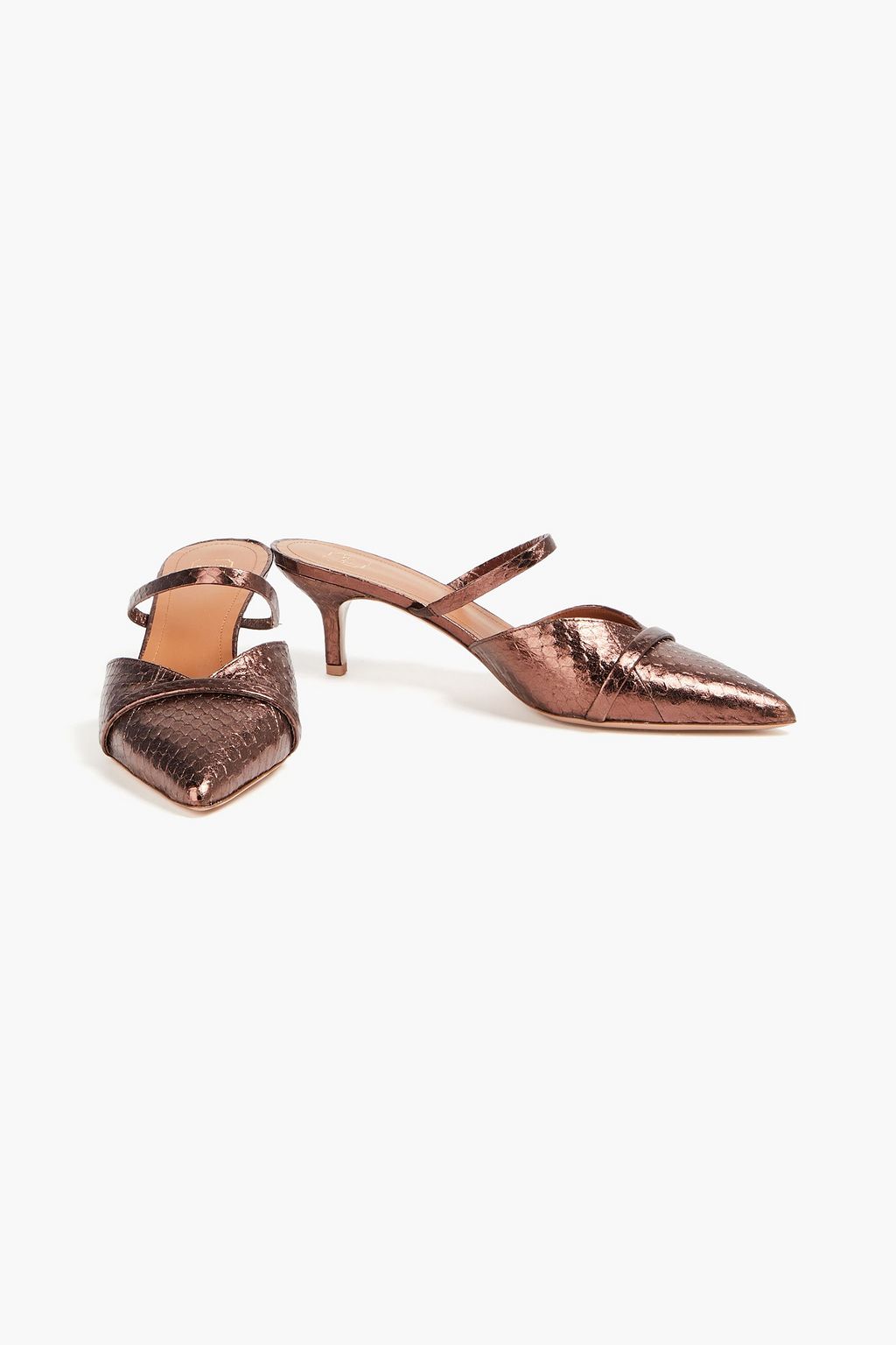 MALONE SOULIERS حذاء ميول Frankie من الجلد بلون معدني وبكعب مقاس 45