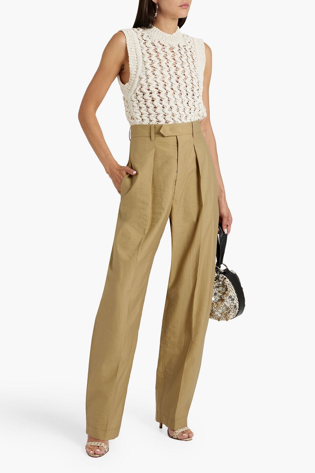 ISABEL MARANT Tacoma Pleated cotton-blend tapered pants