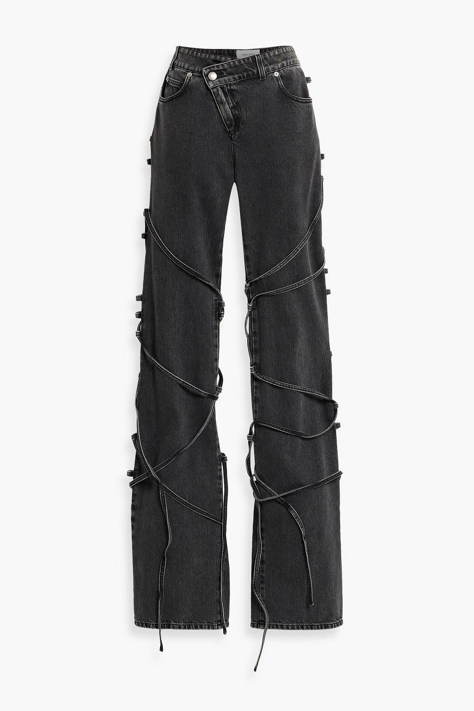 Alexander Mcqueen Asymmetric Lace-up Mid-rise Straight-leg Jeans In Black