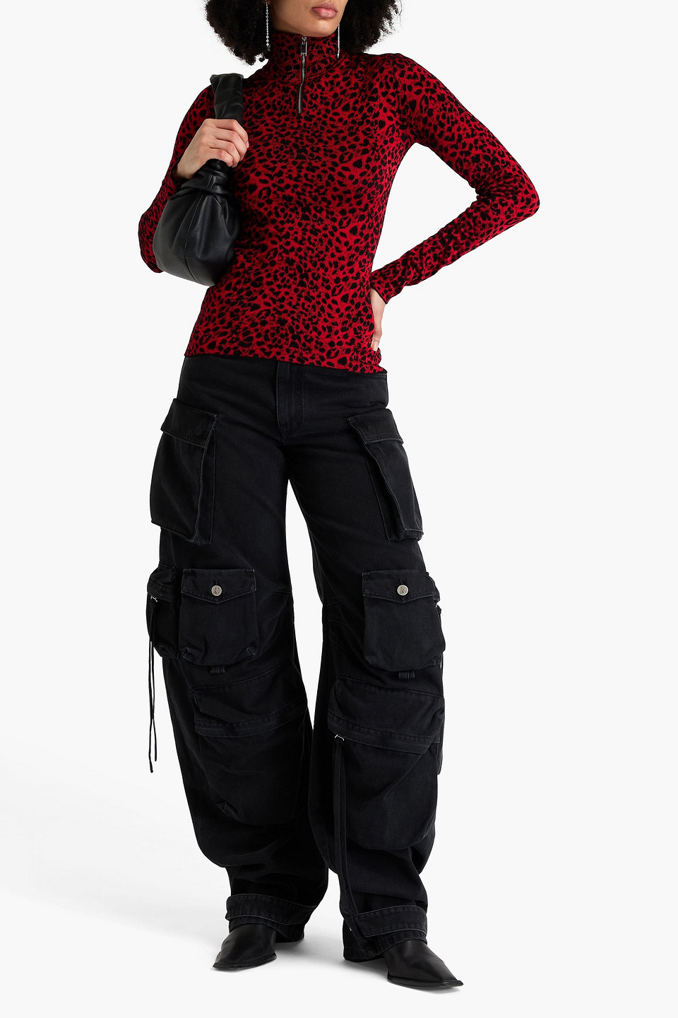  Mcqueen - Jacquard-knit Half-zip Turtleneck Sweater - Red - S 