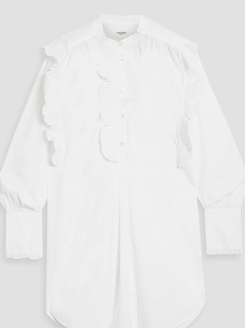 orsenia broderie anglaise cotton-poplin mini shirt dress