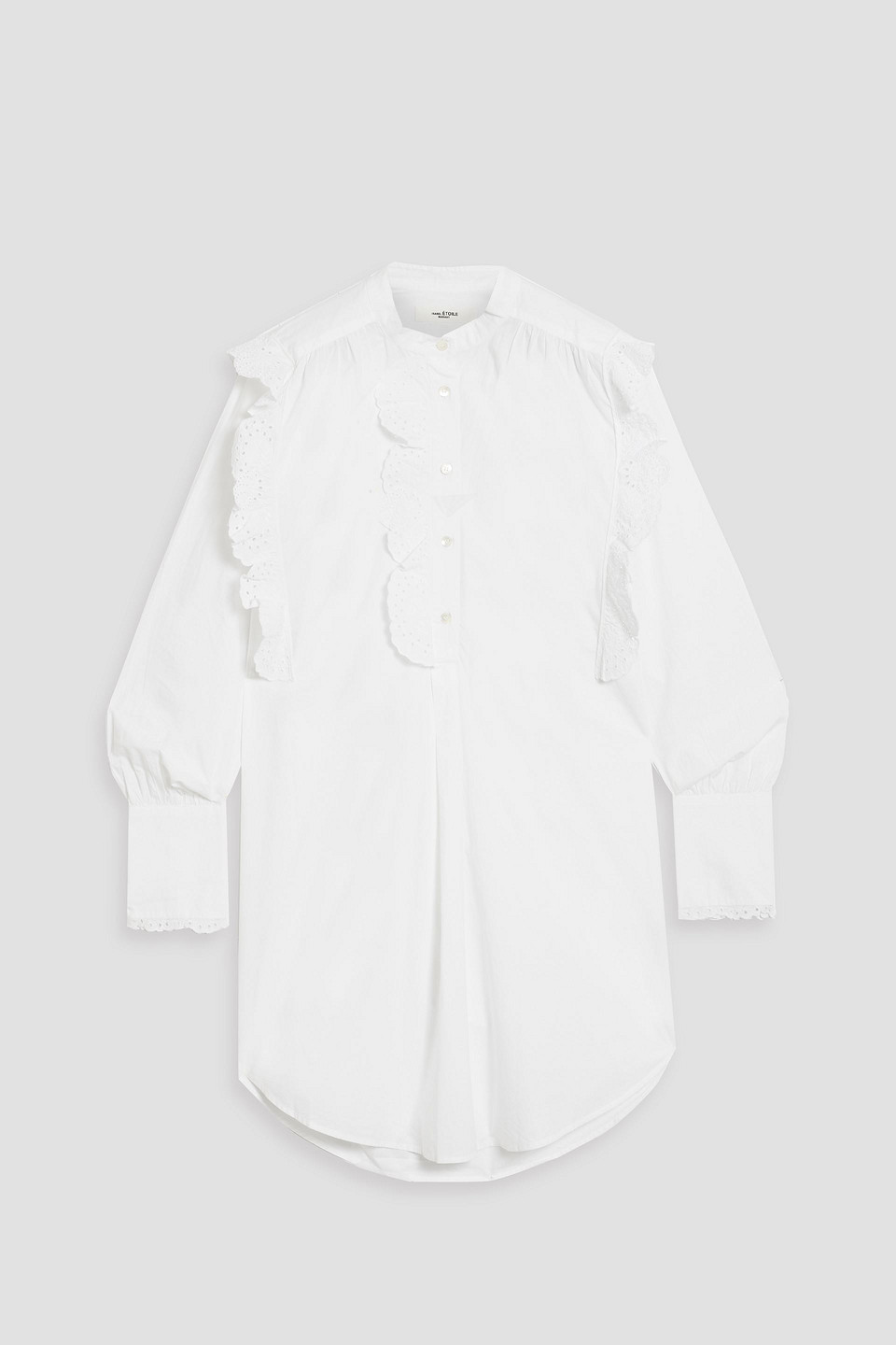Isabel Marant Étoile Orsenia Ruffled Cotton-poplin Mini Shirt Dress In White