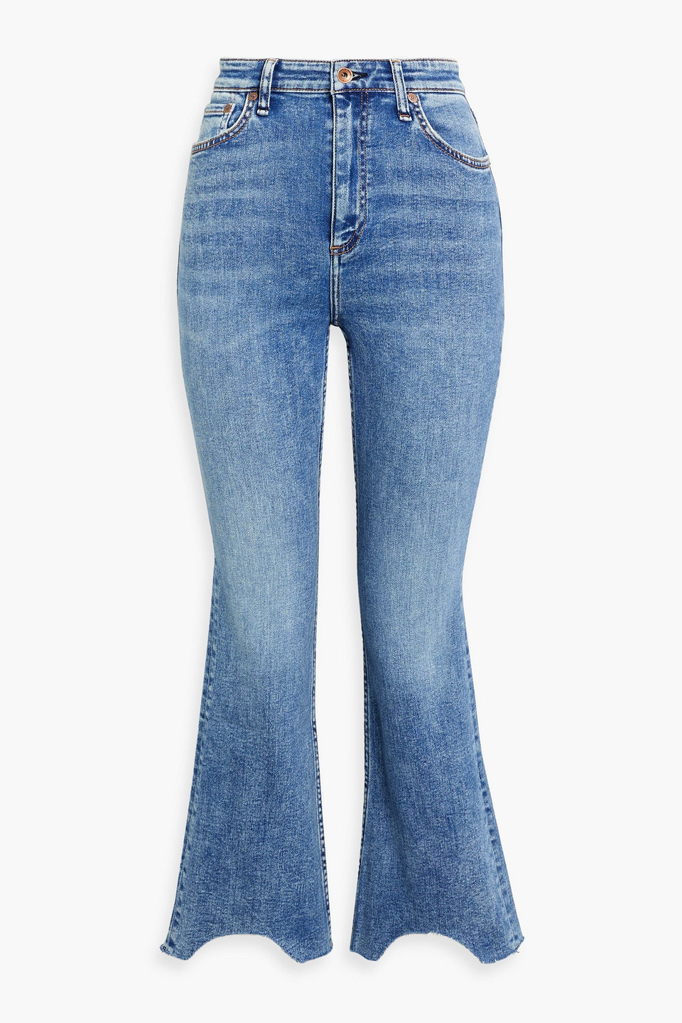 Rag & Bone Casey High-rise Kick-flare Jeans In Light Denim