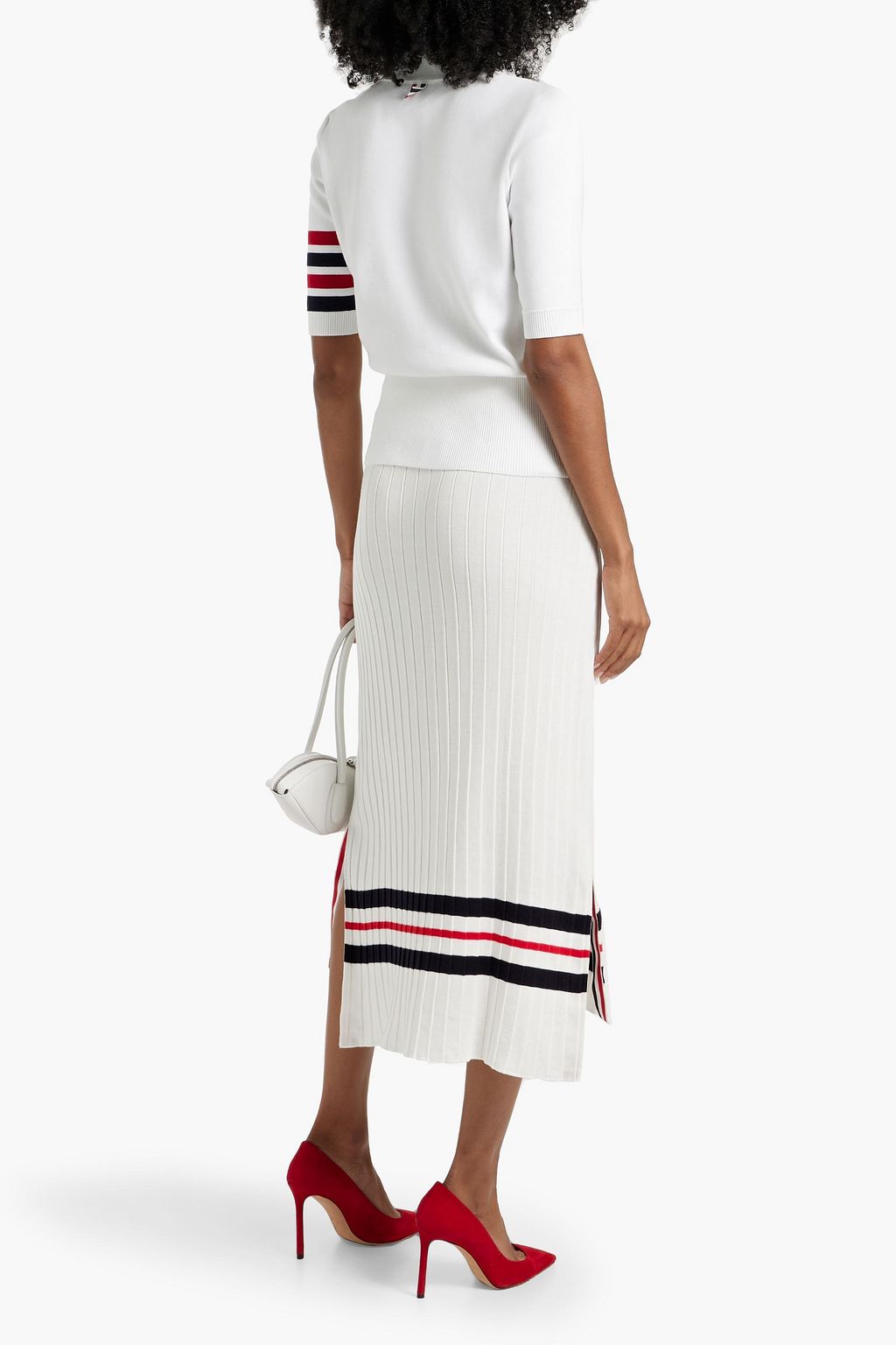 THOM BROWNE Striped cotton polo shirt
