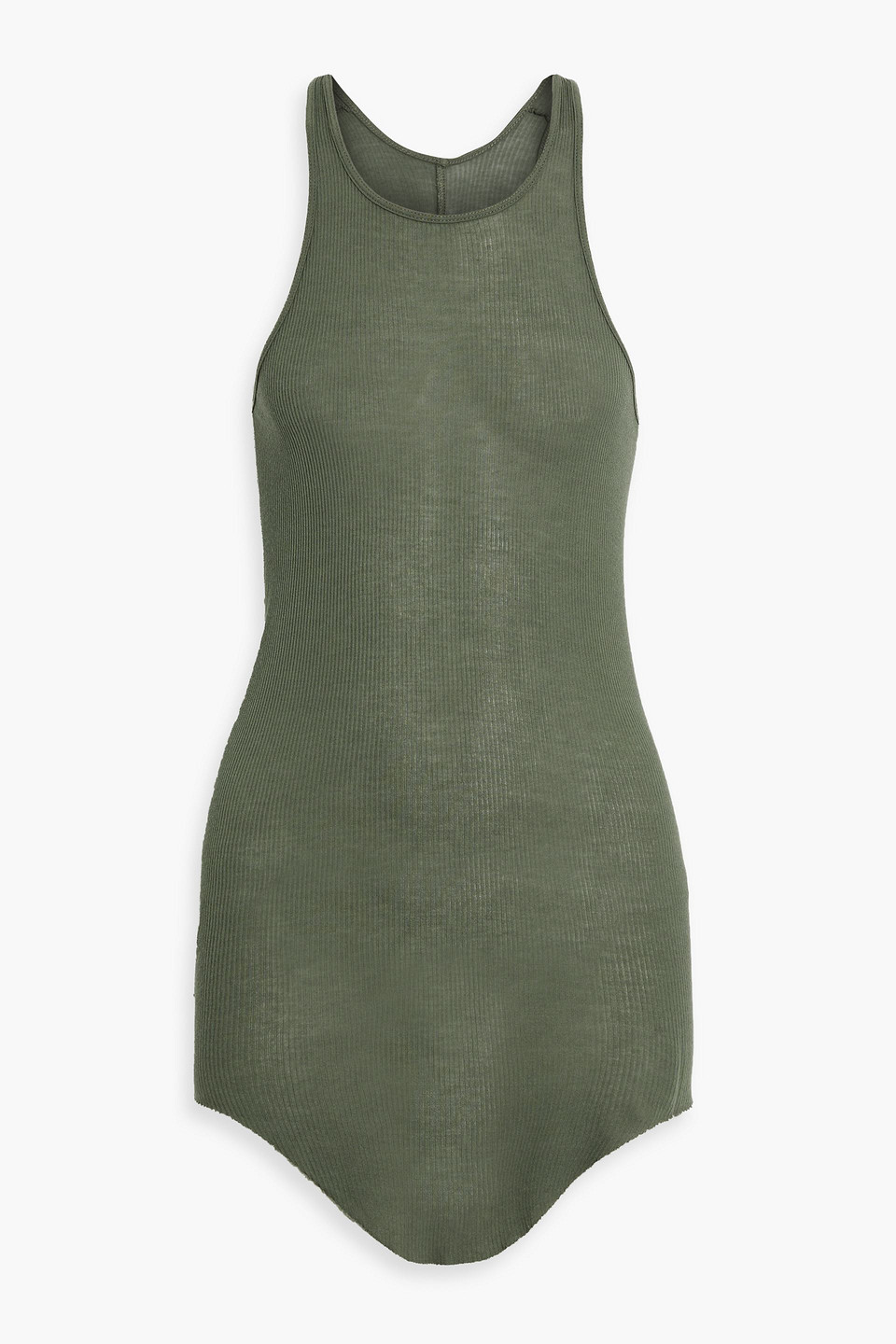Rick Owens Raw-hem Organic Cotton Tank Top In Green