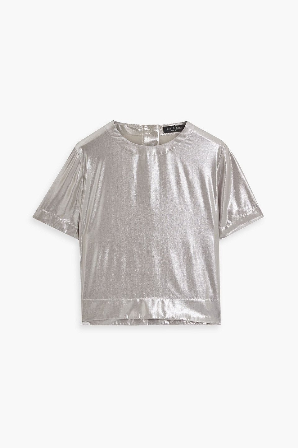Rag & Bone Gia Cropped Lamé T-shirt In Silver