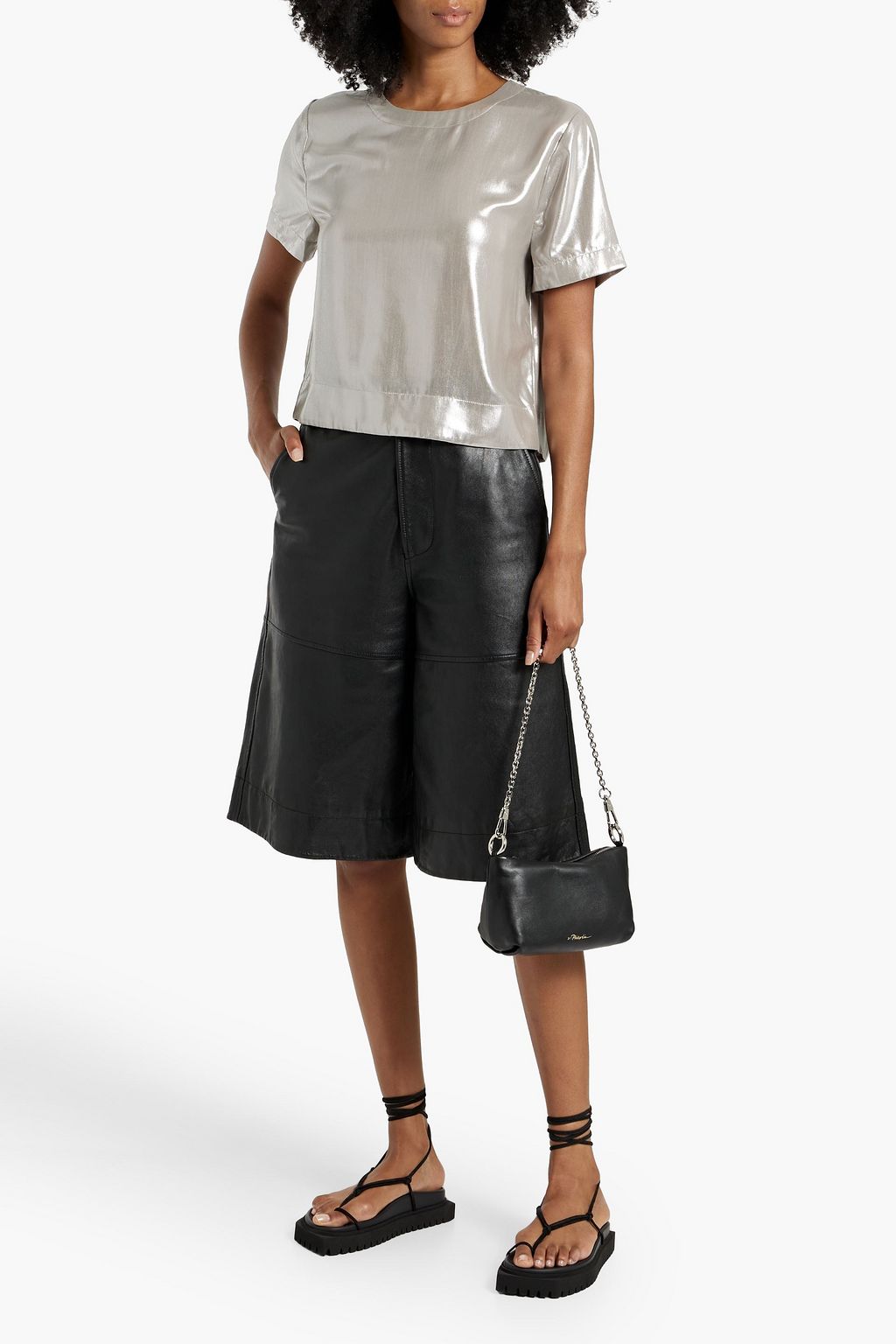 RAG & BONE Gia cropped lamé T-shirt