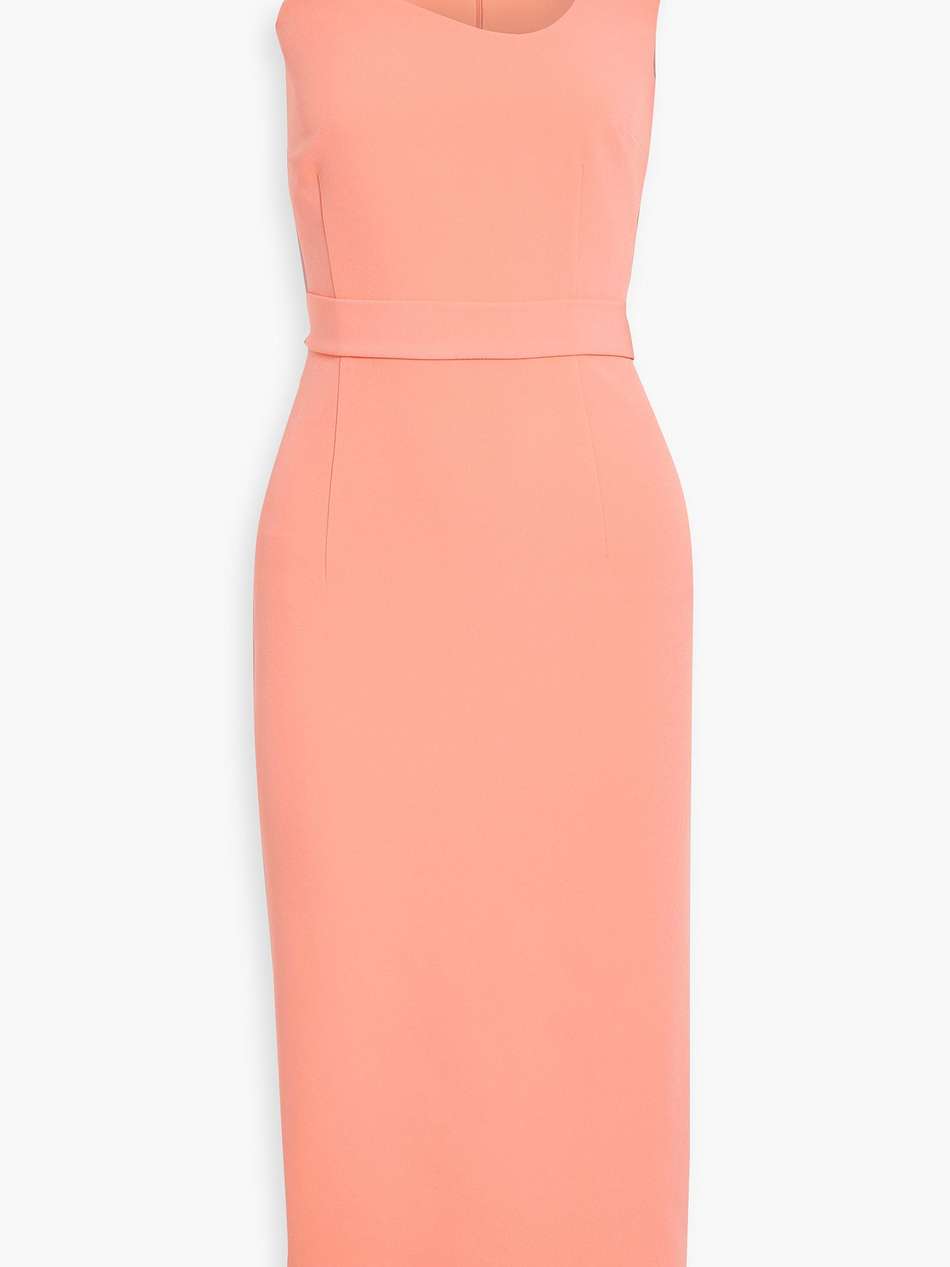 one-shoulder crepe midi dress