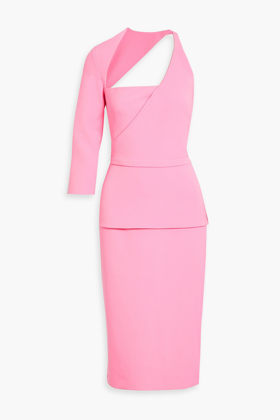 One-sleeve cutout crepe midi dress