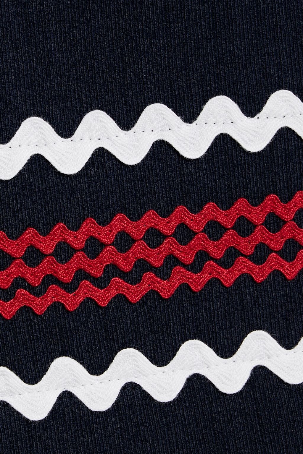 THOM BROWNE Rickrack-trimmed ribbed cotton-jersey wrap skirt