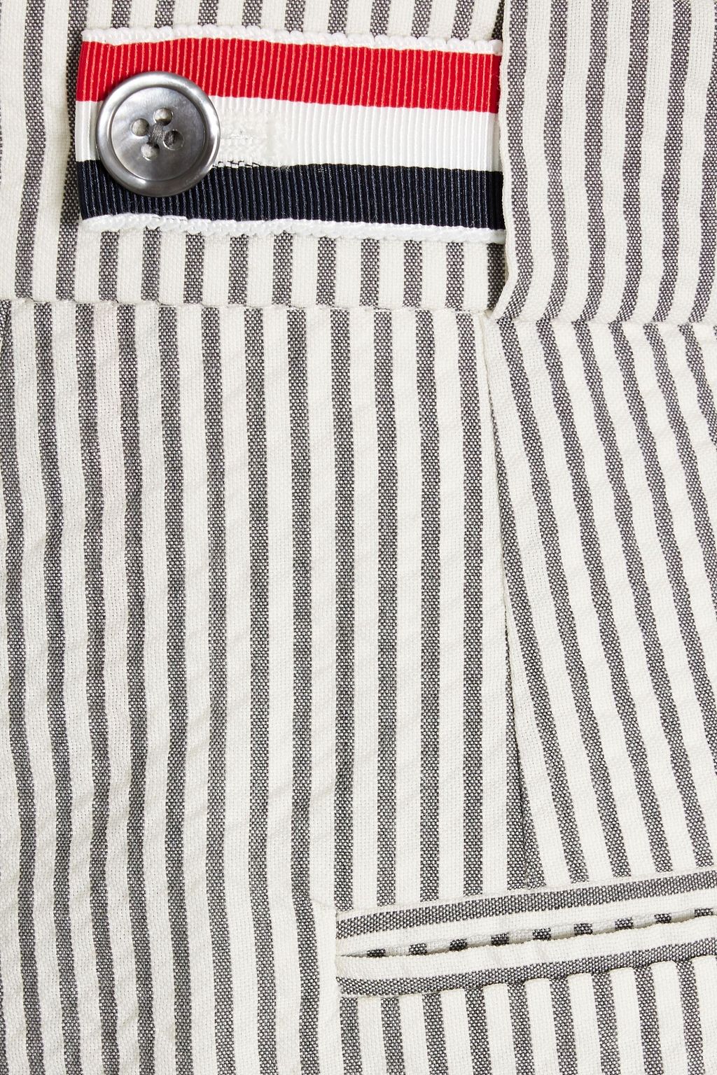 THOM BROWNE Striped wool-seersucker midi pencil skirt