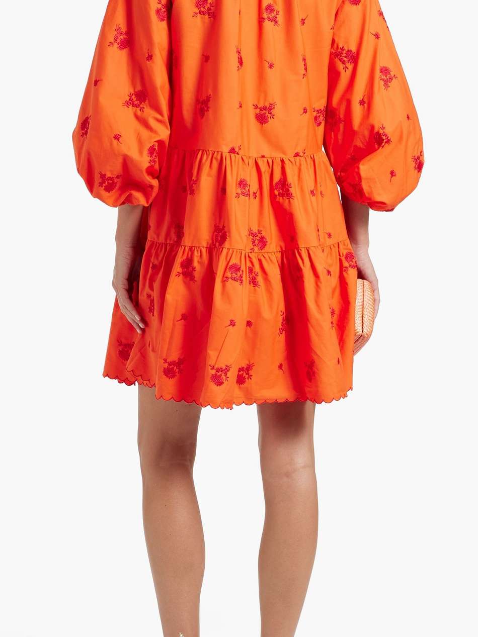 tiered embroidered cotton-poplin mini shirt dress