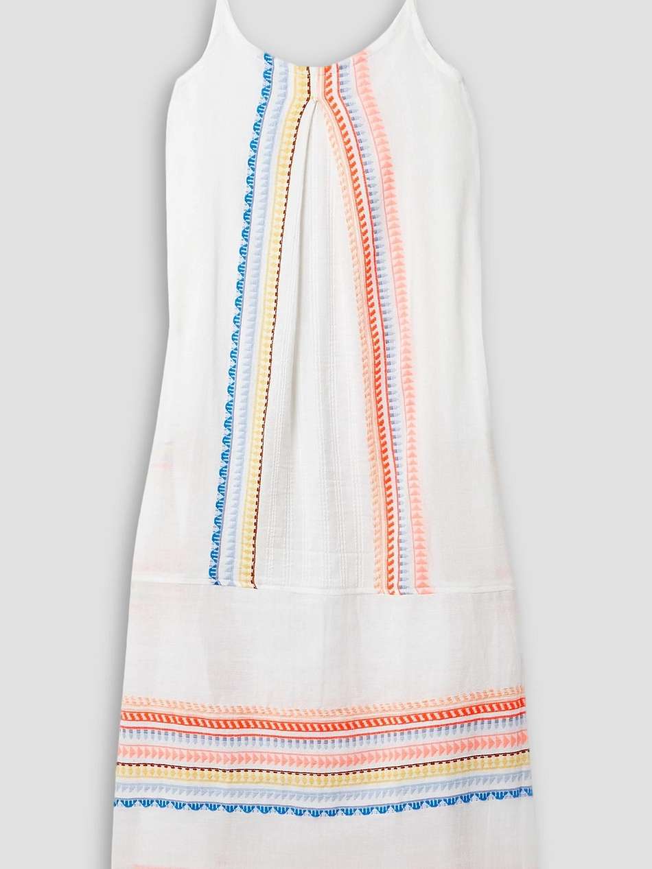 bekah fringed striped cotton-blend midi dress