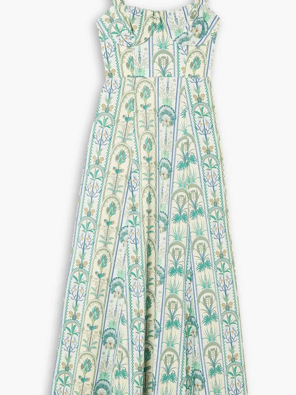 azzurra mughal cutout pleated printed cotton-blend voile maxi dress