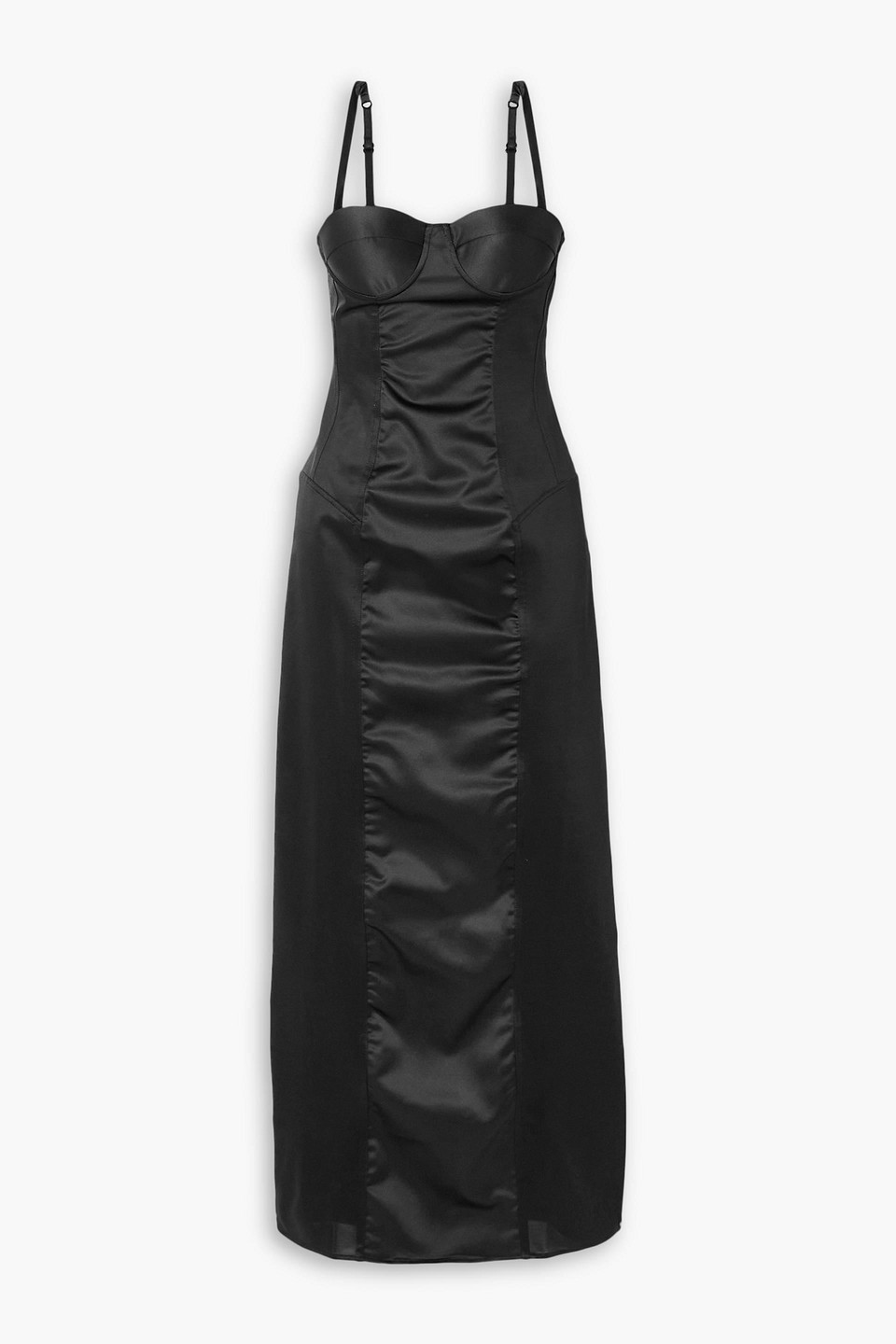 Rosamosario My Nights Satin-paneled Crepe Maxi Dress In Black