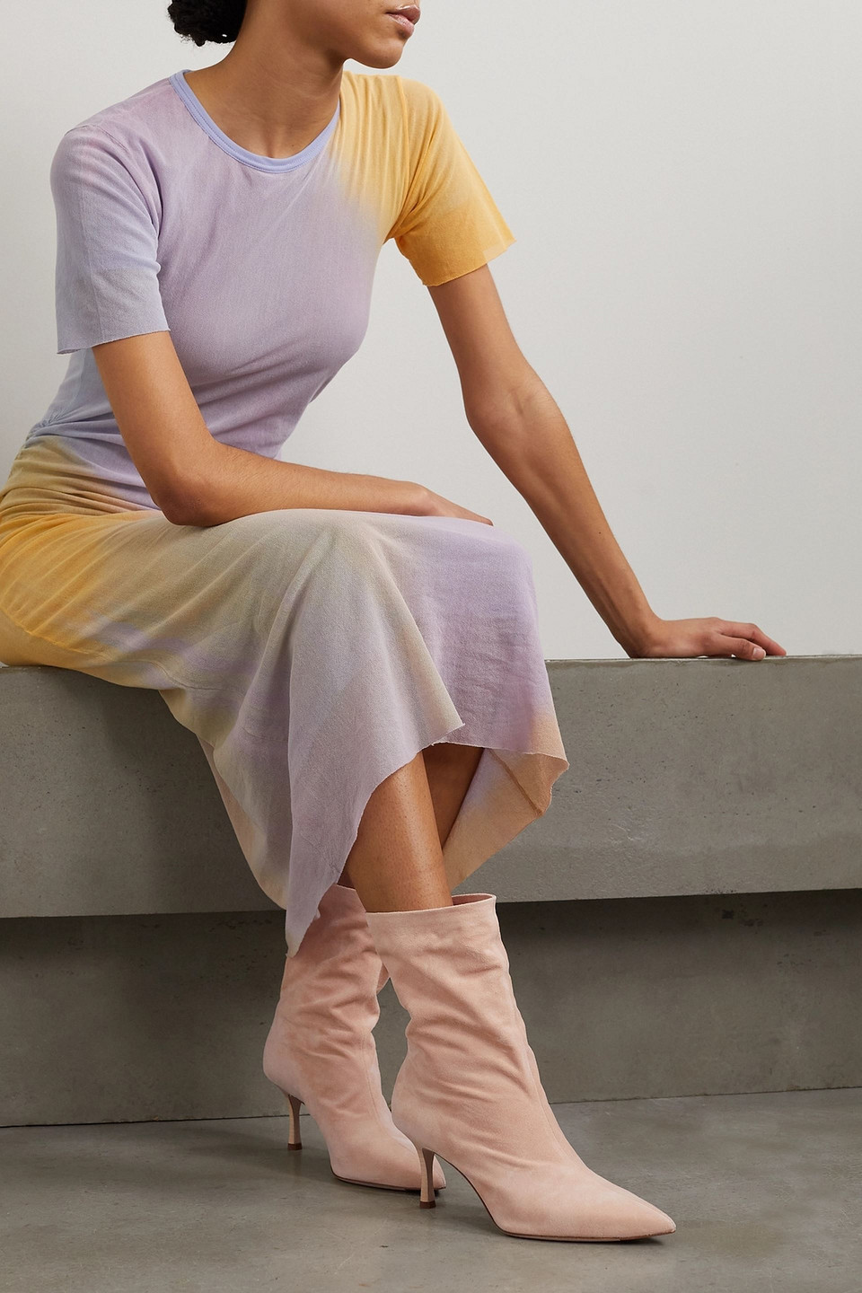 Rag & Bone Brea Suede Ankle Boots In Pastel Pink