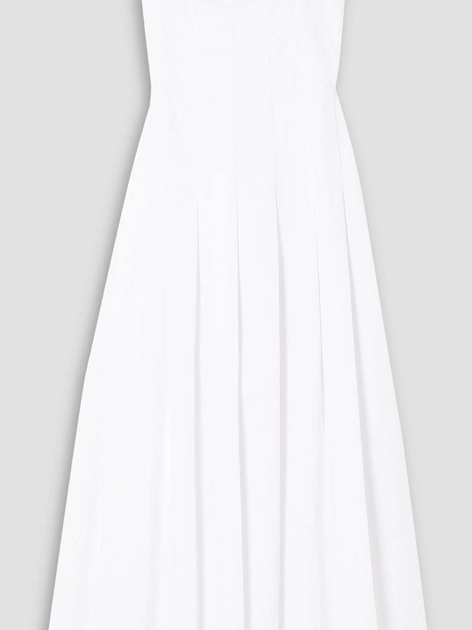 strapless pleated cotton-twill maxi dress