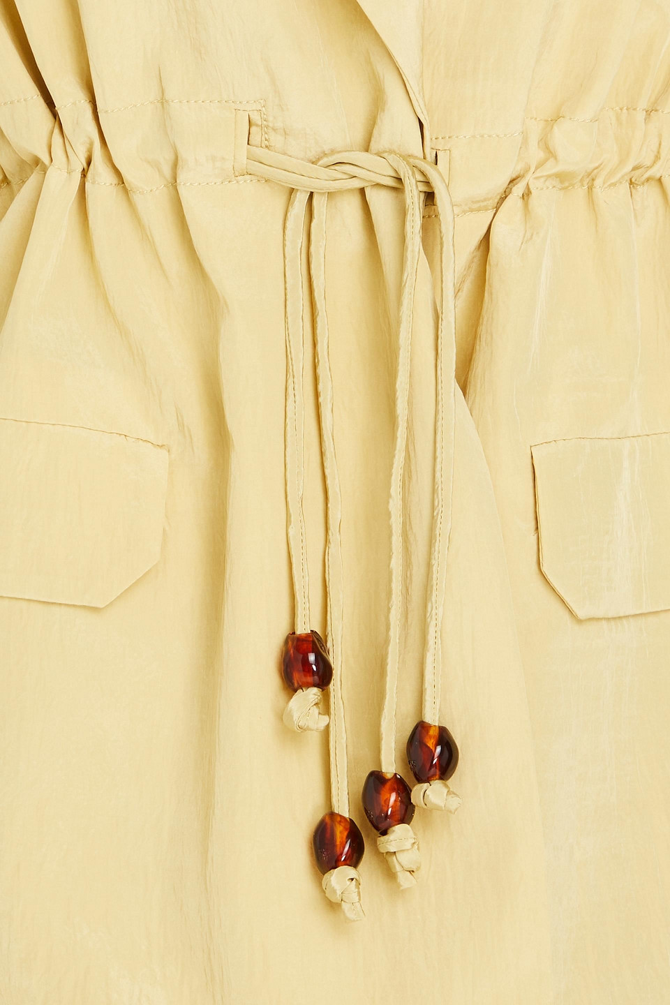 Ganni Bead-embellished Crinkled Taffeta Blazer In Chartreuse
