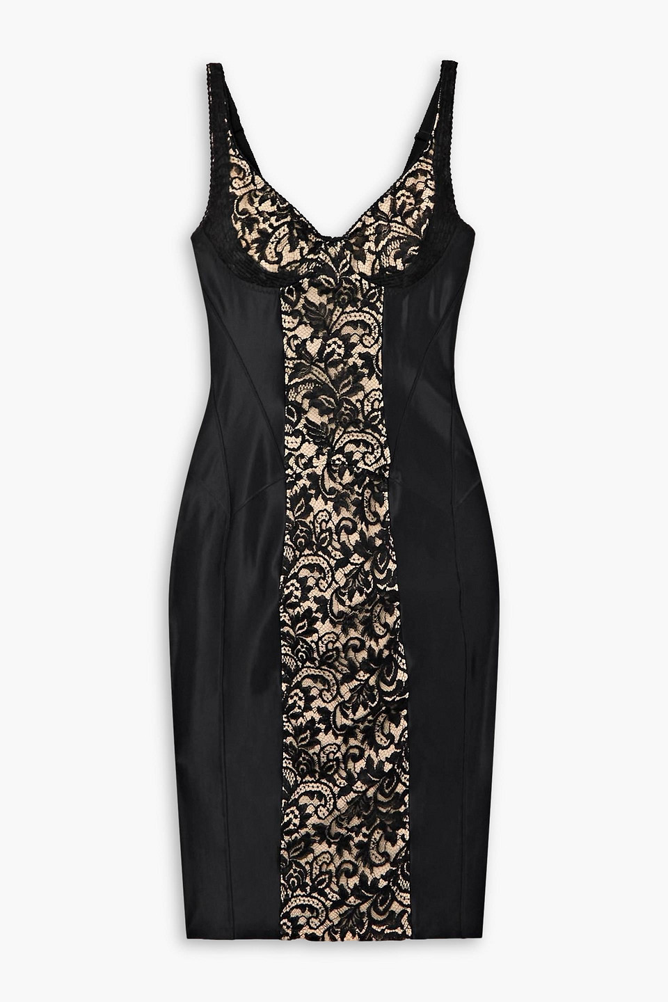 Rosamosario La Moglie Di Zorro Corded Lace-trimmed Stretch-jersey Midi Dress In Black
