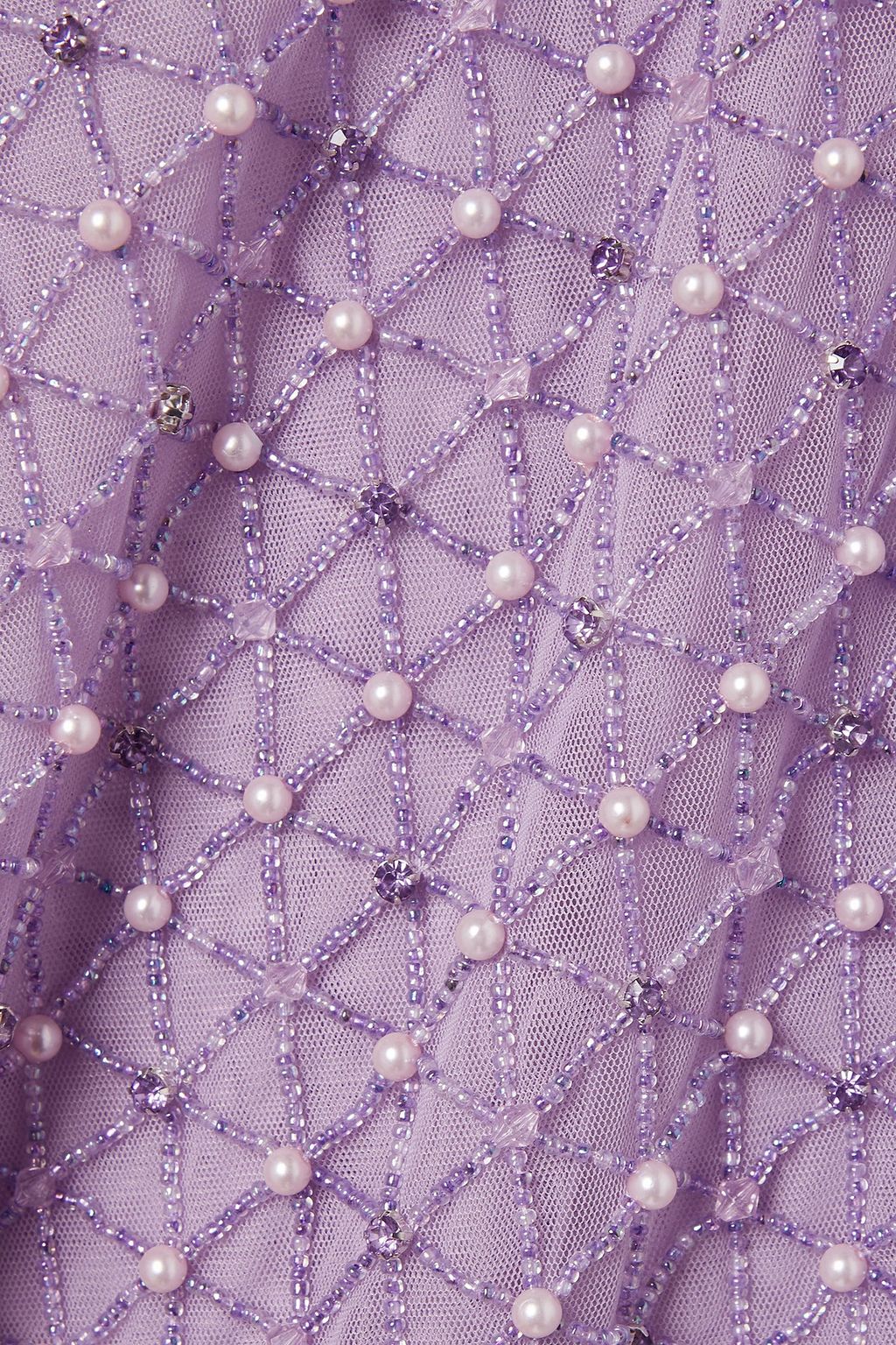 RETROFÊTE Kyma fringed embellished tulle mini dress
