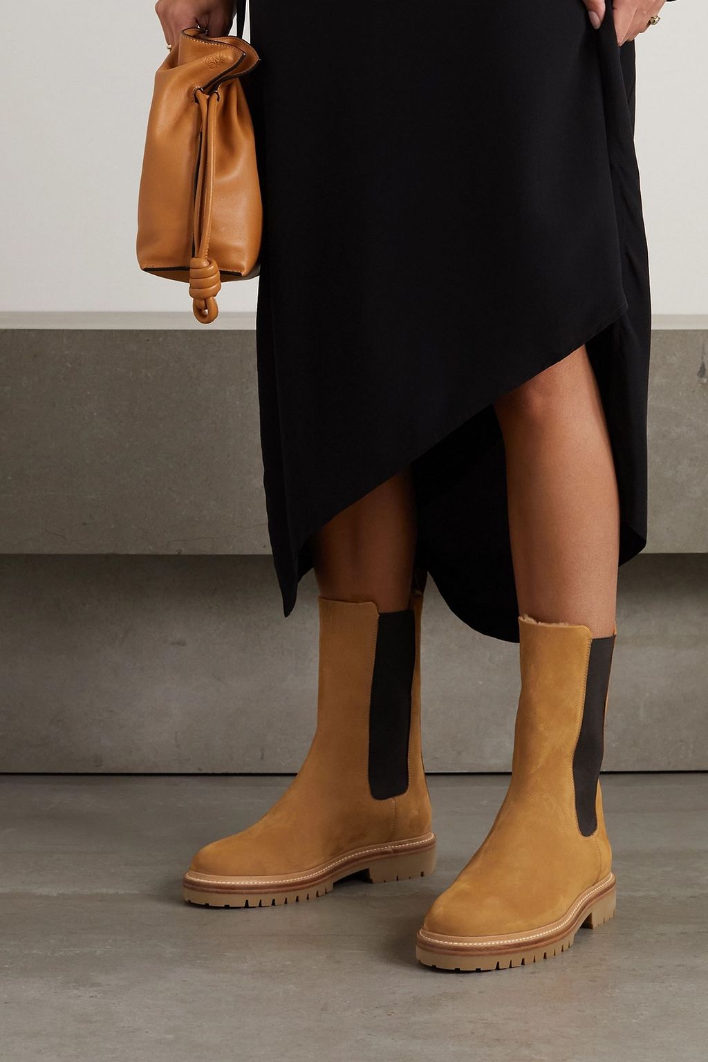 LEGRES Model 48 shearling lined nubuck Chelsea boots THE OUTNET