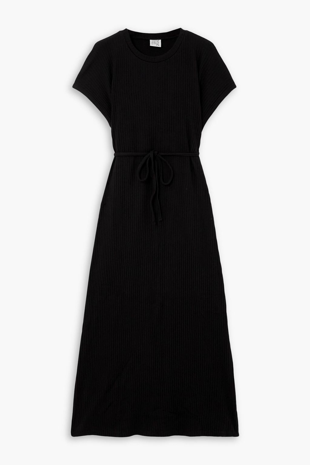 Baserange Shaw Ribbed Cotton Maxi Dress Women Black Dresses XXS