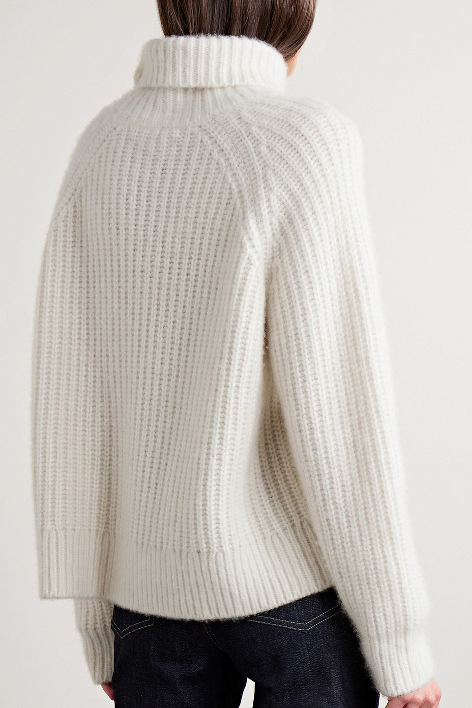 Nili Lotan Amaya Ribbed Cashmere Turtleneck Sweater In Ivory
