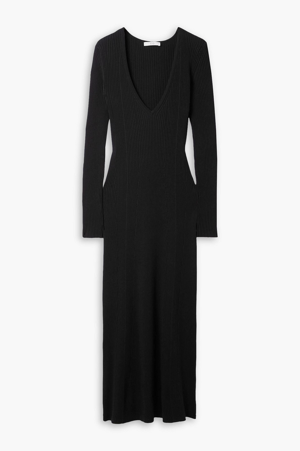 Co Ribbed-knit Midi Dress In Black