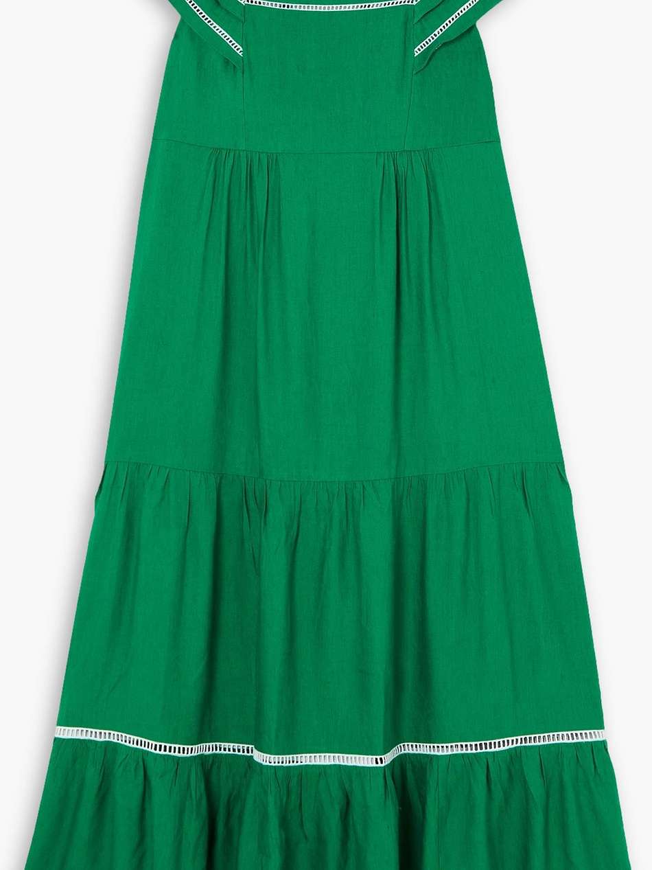 bella tiered crepe midi dress