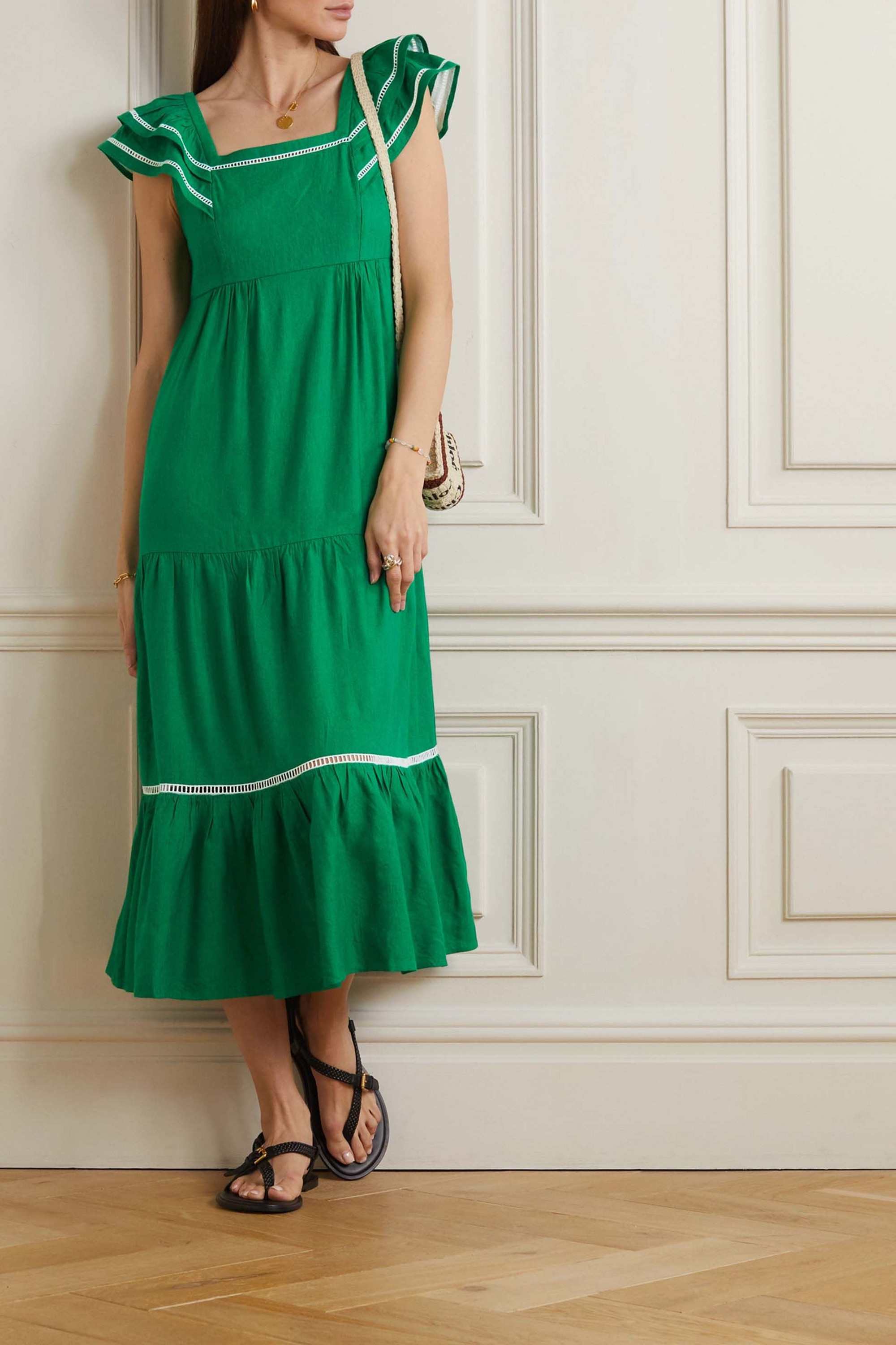 Cefinn Bella tiered crepe midi dress