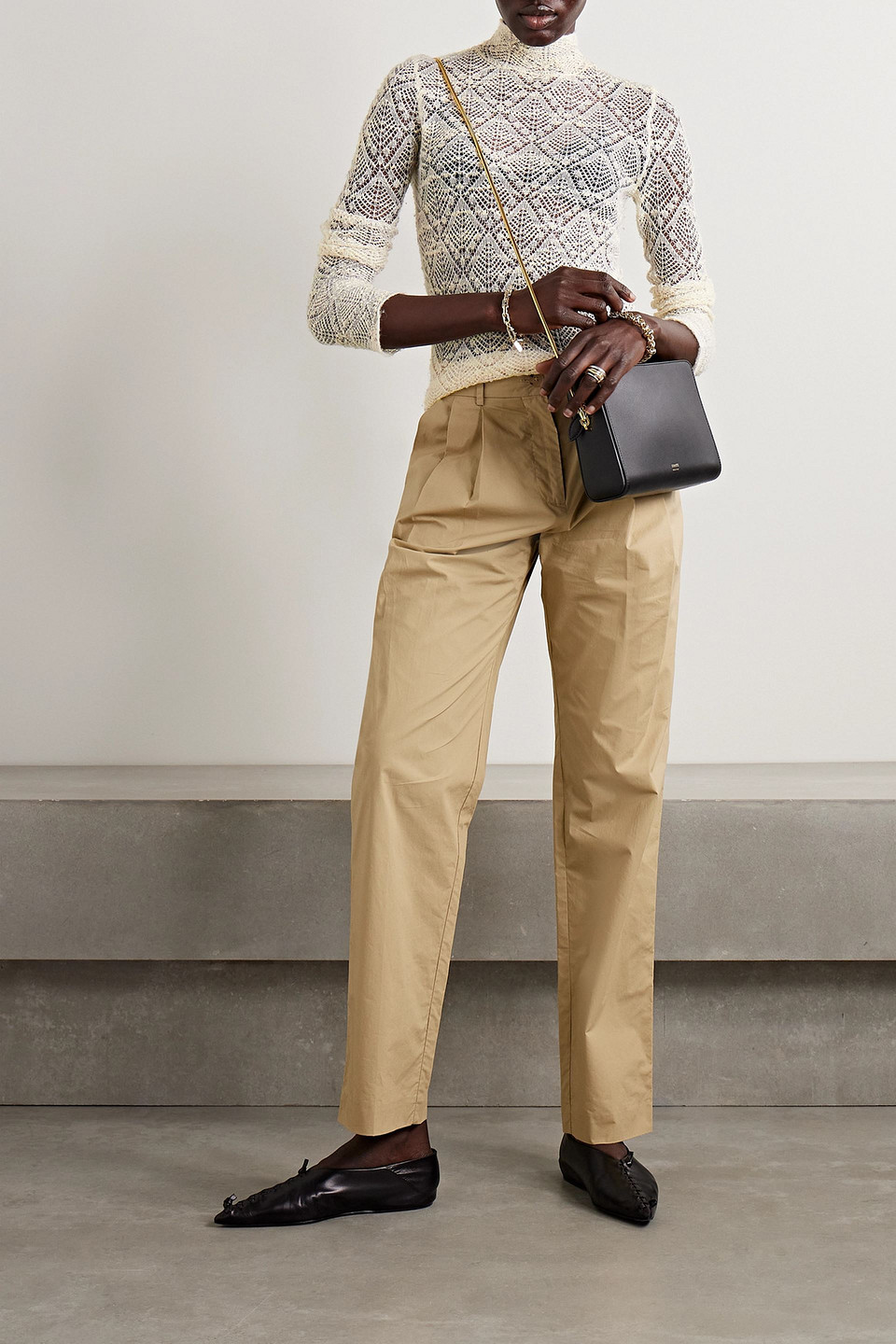 Co Open-knit Sweater In Ivory