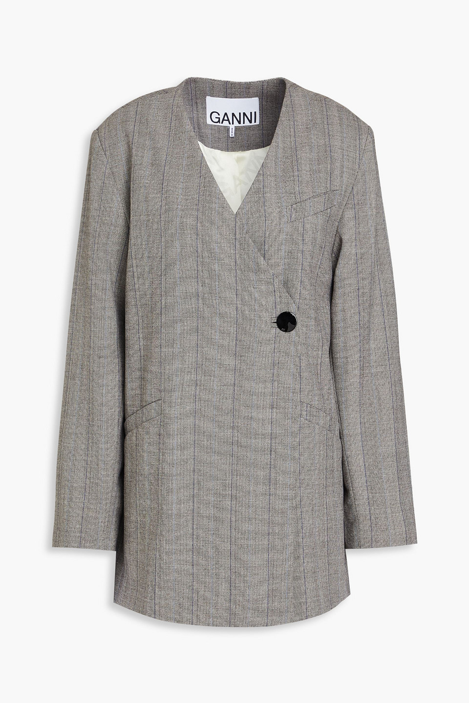 GANNI - Pinstriped twill blazer - Gray - DE 32