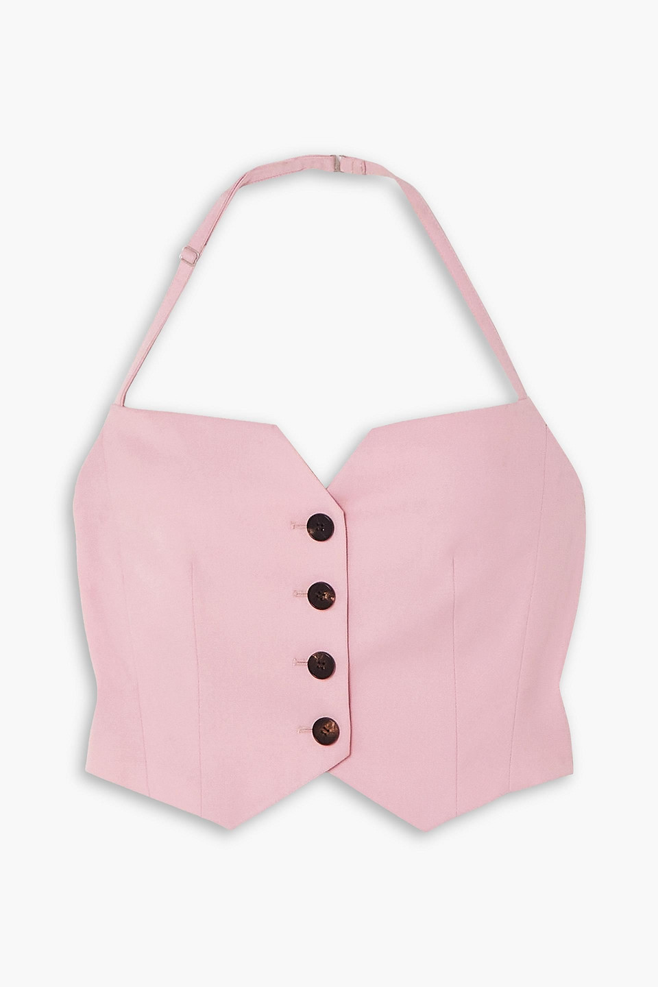 Lvir Cropped Twill Halterneck Top In Pink