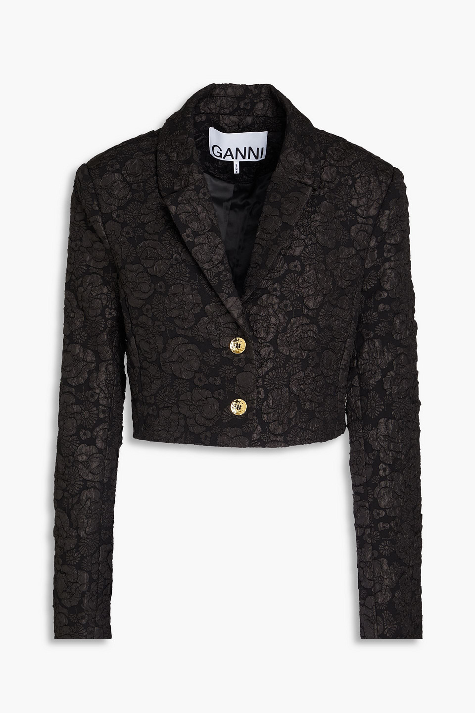 GANNI - Cropped cloqué jacket - Black - DE 44