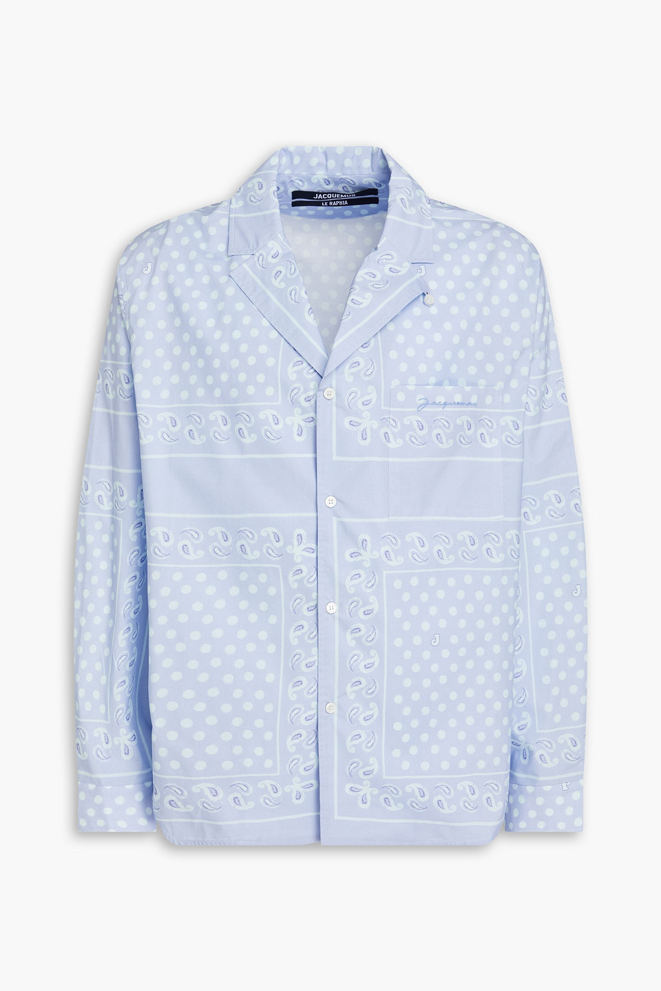 Jacquemus Luis Printed Cotton-poplin Shirt In Light Blue