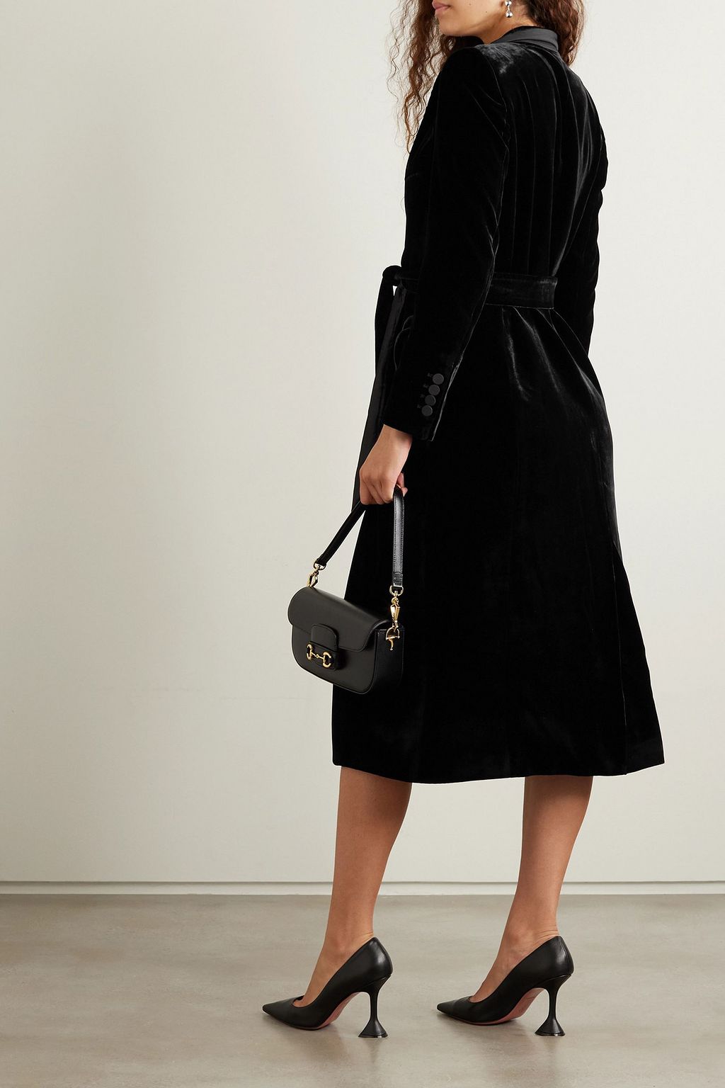 BLAZÉ MILANO Afterglow double-breasted belted velvet midi dress