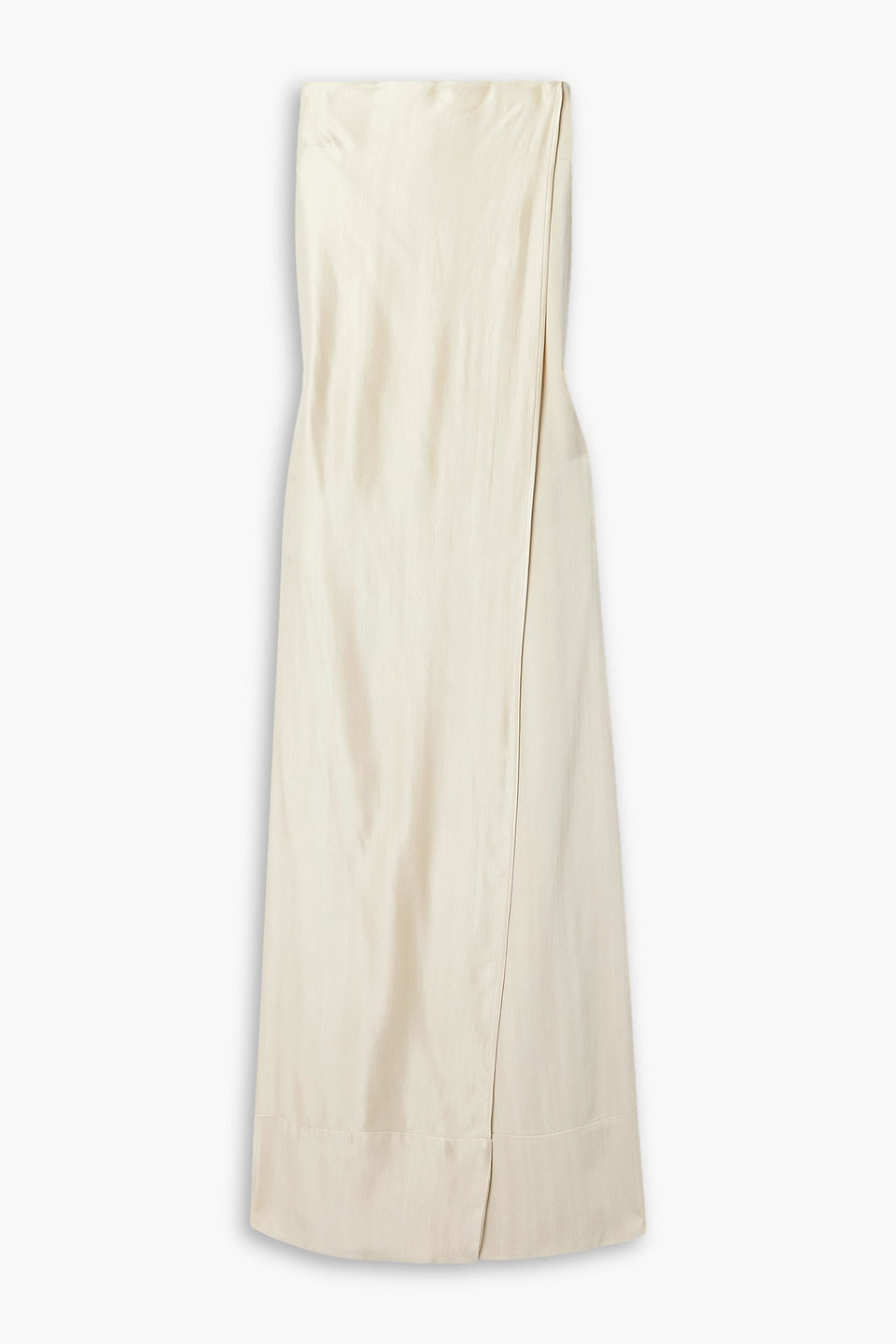 Esse Studios Oude Strapless Satin-crepe Wrap-effect Maxi Dress In Stone