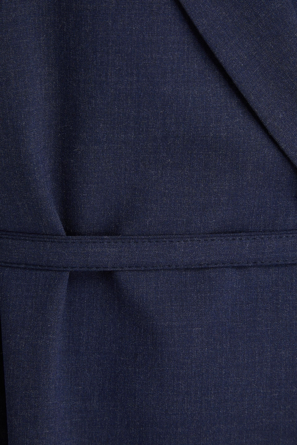 Ganni Belted Mélange Woven Blazer In Navy