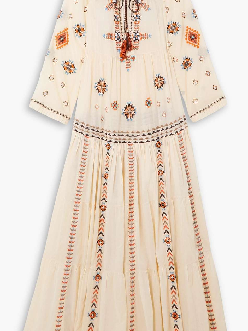 arsia embellished embroidered cotton-voile maxi dress