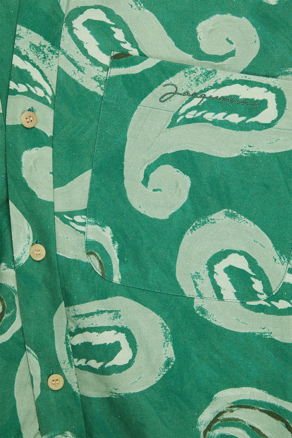 JACQUEMUS PINGO PRINTED EMBROIDERED COTTON SHIRT