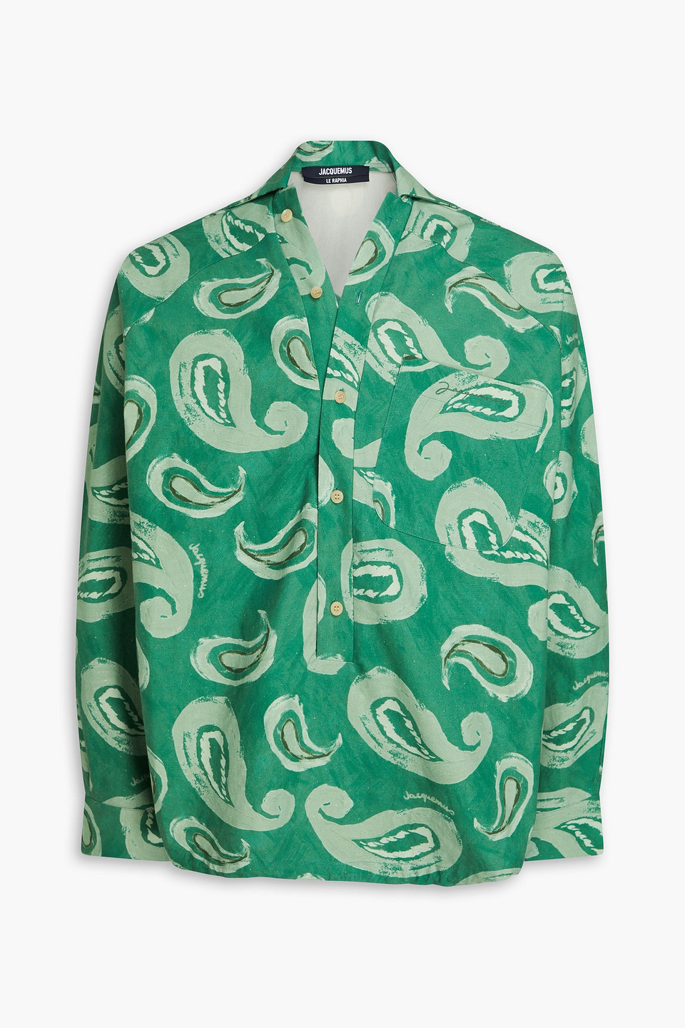 JACQUEMUS PINGO PRINTED EMBROIDERED COTTON SHIRT