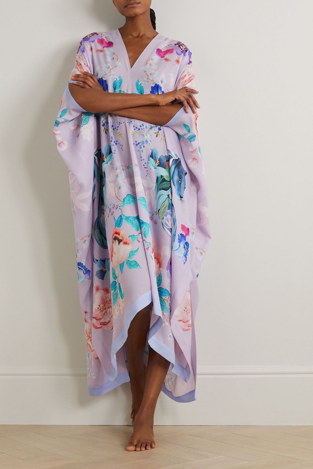 MENG Printed silk-georgette kaftan