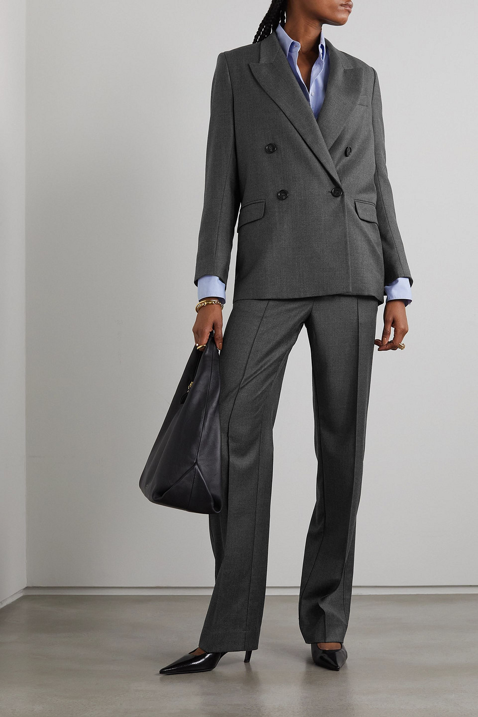 Beare Park Double-breasted Wool Blazer In Dark Gray