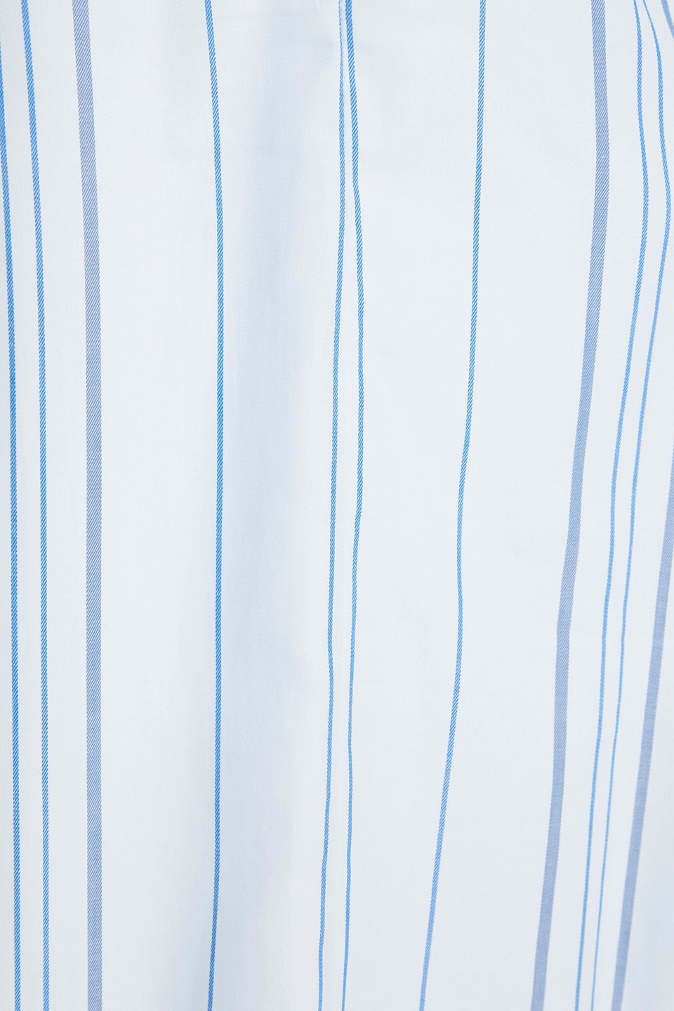 GANNI GATHERED STRIPED COTTON-TWILL MIDI DRESS