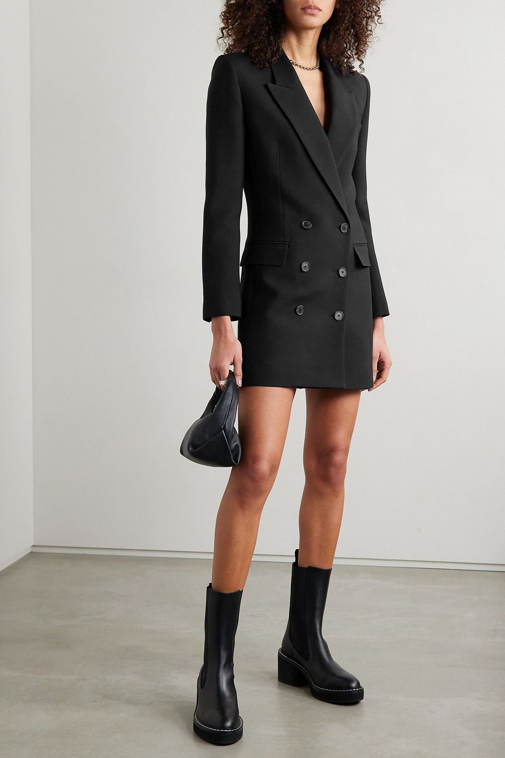 NILI LOTAN Michelle double-breasted wool and silk-blend mini dress