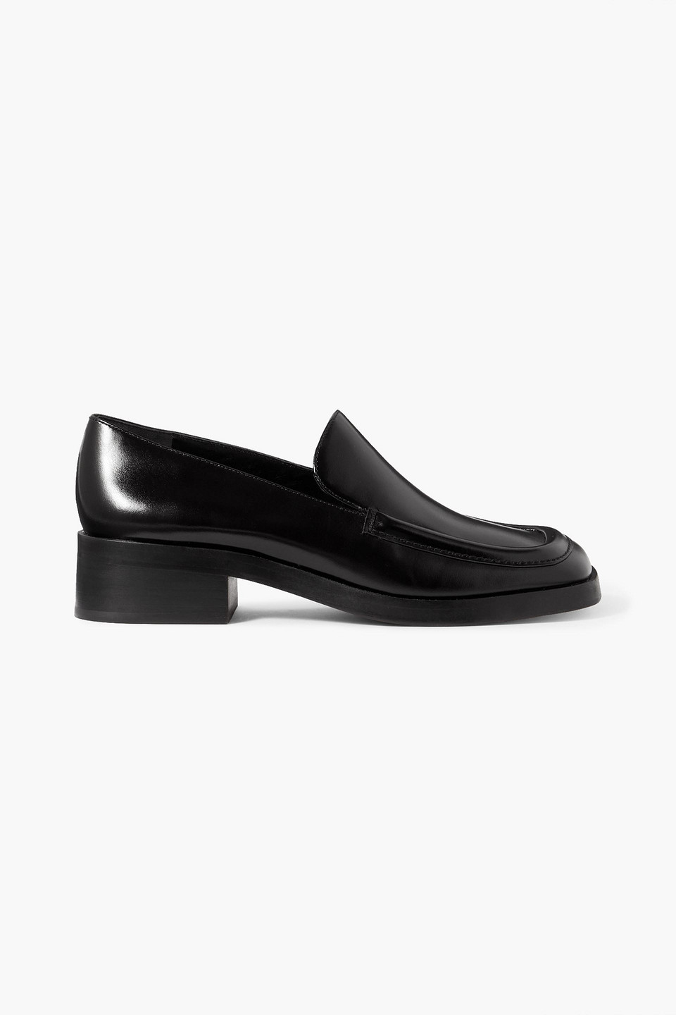 Vince Doris Glossed-leather Loafers In Black