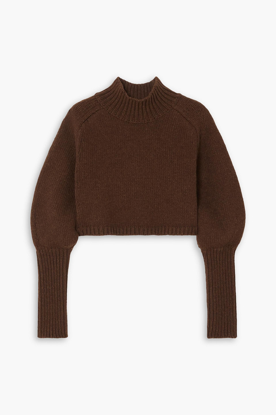 Lvir Cropped Knitted Turtleneck Sweater In Brown