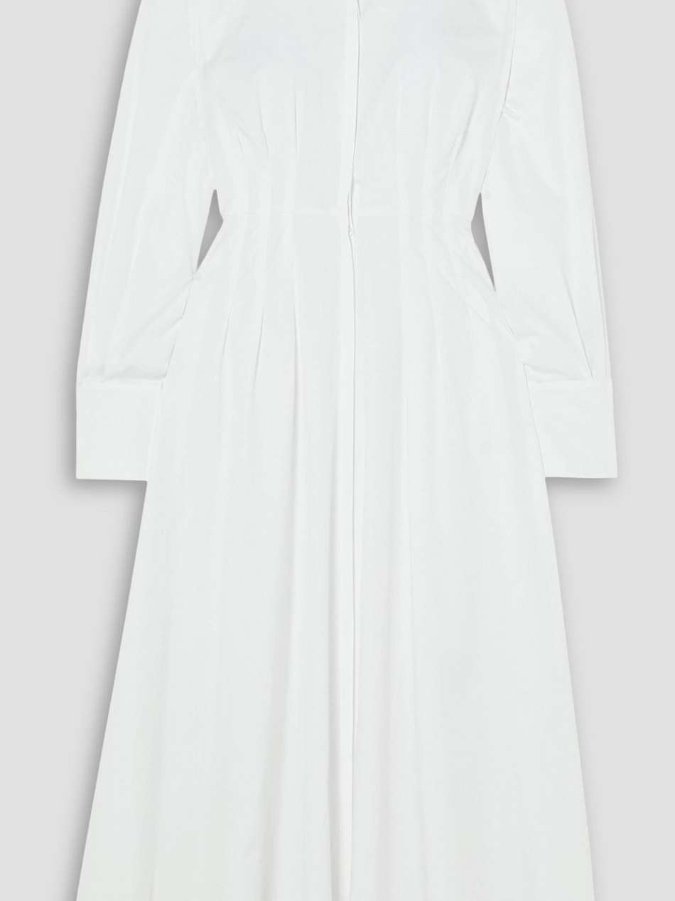 pleated cotton-poplin maxi shirt dress