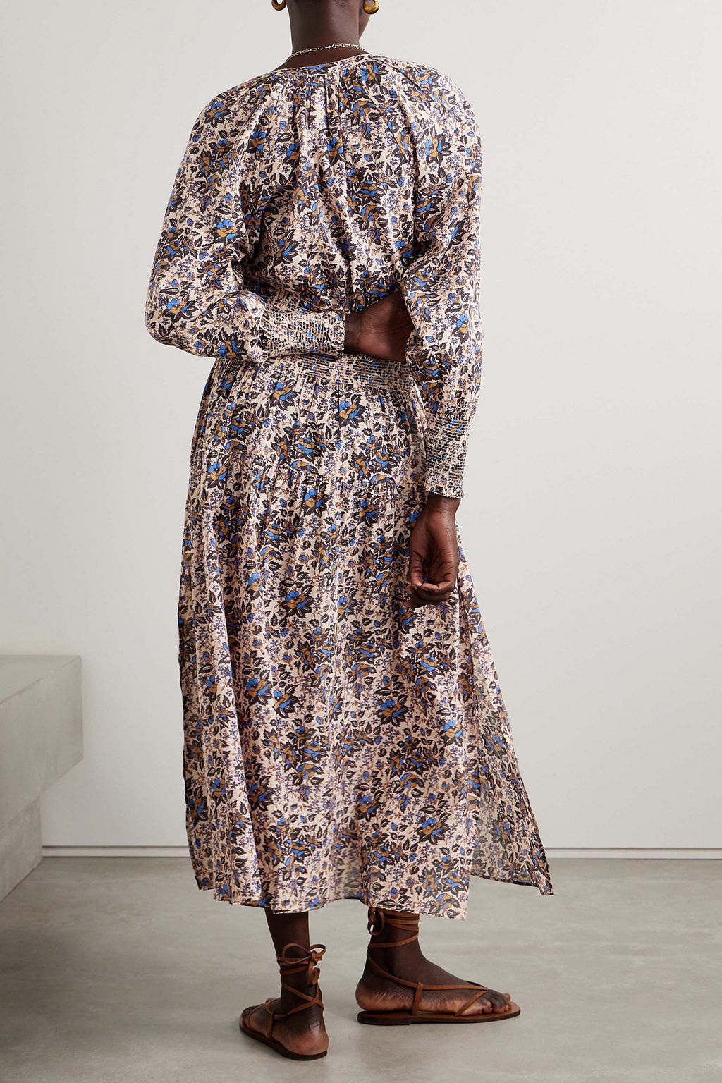 APIECE APART La Ventura shirred floral-print  cotton-voile maxi dress