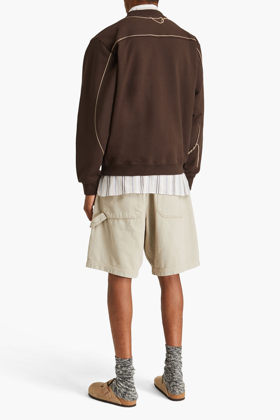 Jacquemus Fio Embroidered Cotton-fleece Sweatshirt In Chocolate